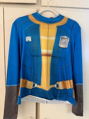 Men's Fallout Costume  Blue & Gold Long Sleeve Graphic Tee